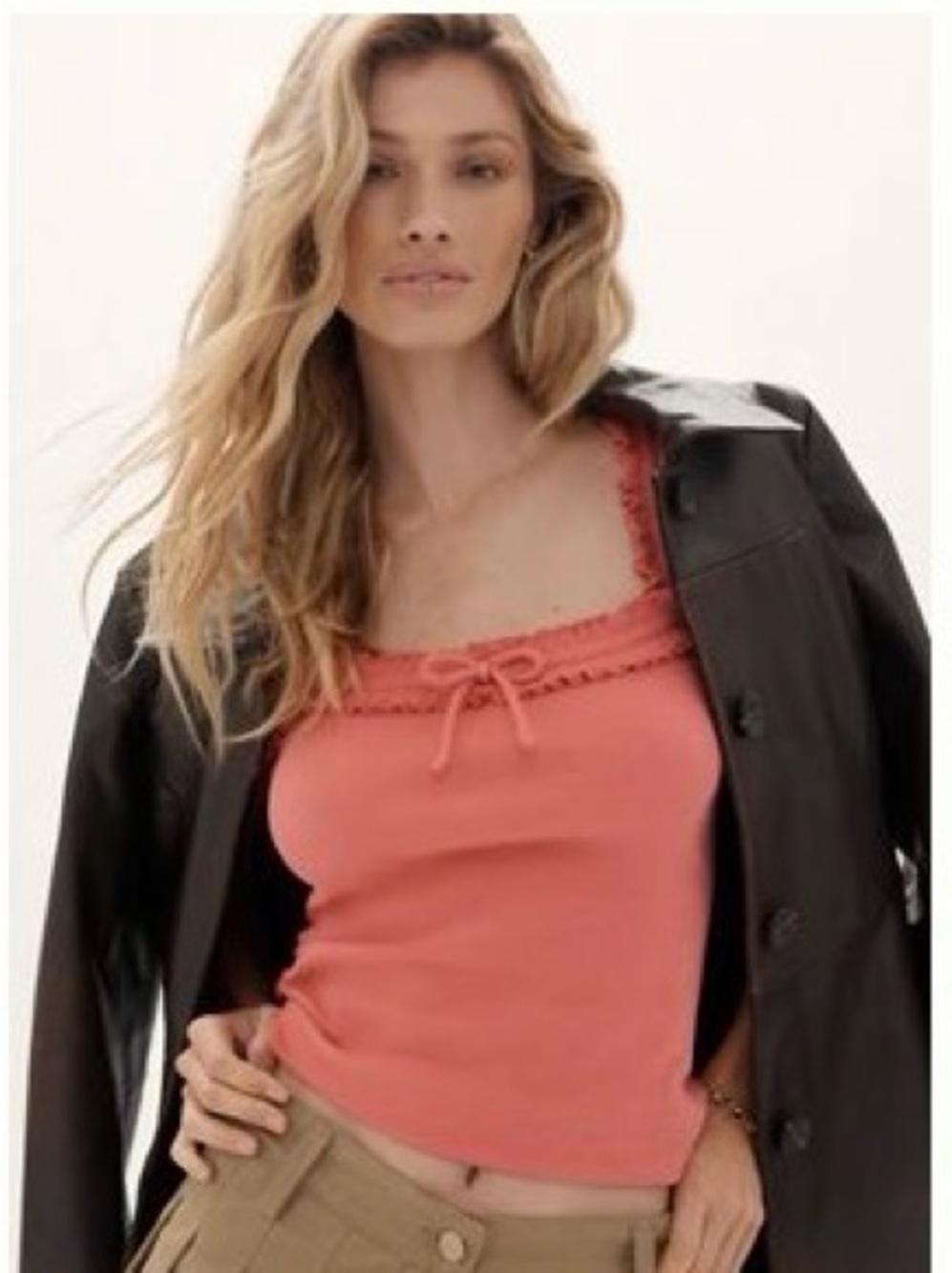 Pilcro Coral Lace-Trim Camisole Top